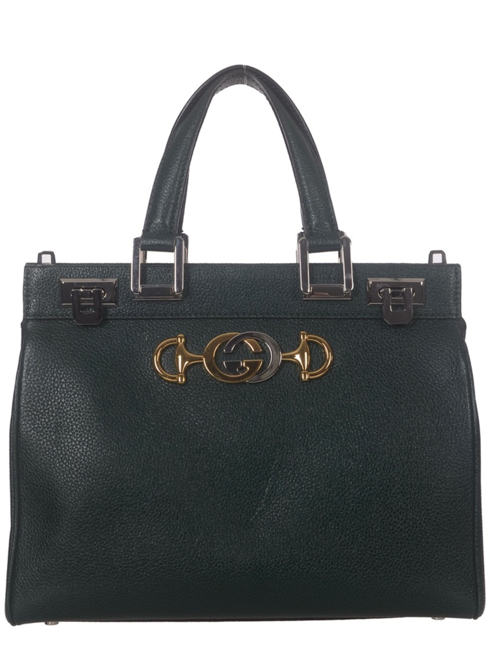 ♥️Gucci Small Zumi Dark Green Leather Top-Handle Satchel with Gold Hardware♥️